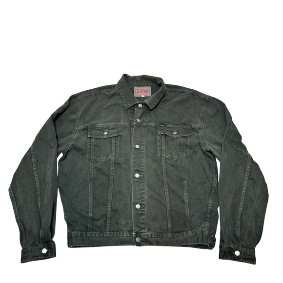 Guess Other - Vintage Guess Denim Trucker Jacket Green 80s 90 Men's Size XXXL